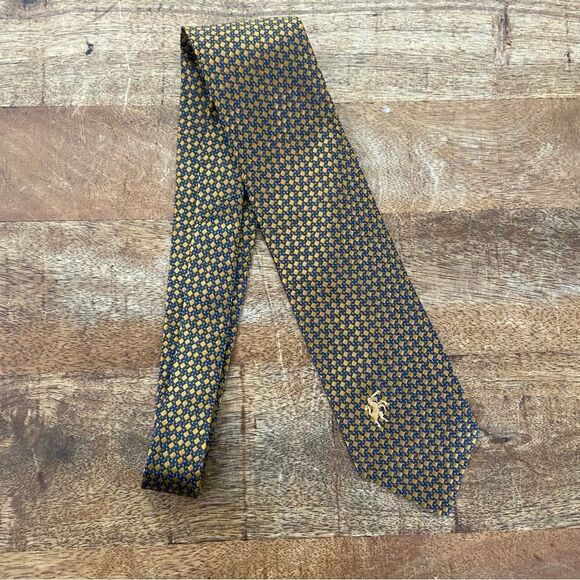 Vintage mens Bronzini embroidered unicorn logo neck tie all silk - Picture 4 of 5